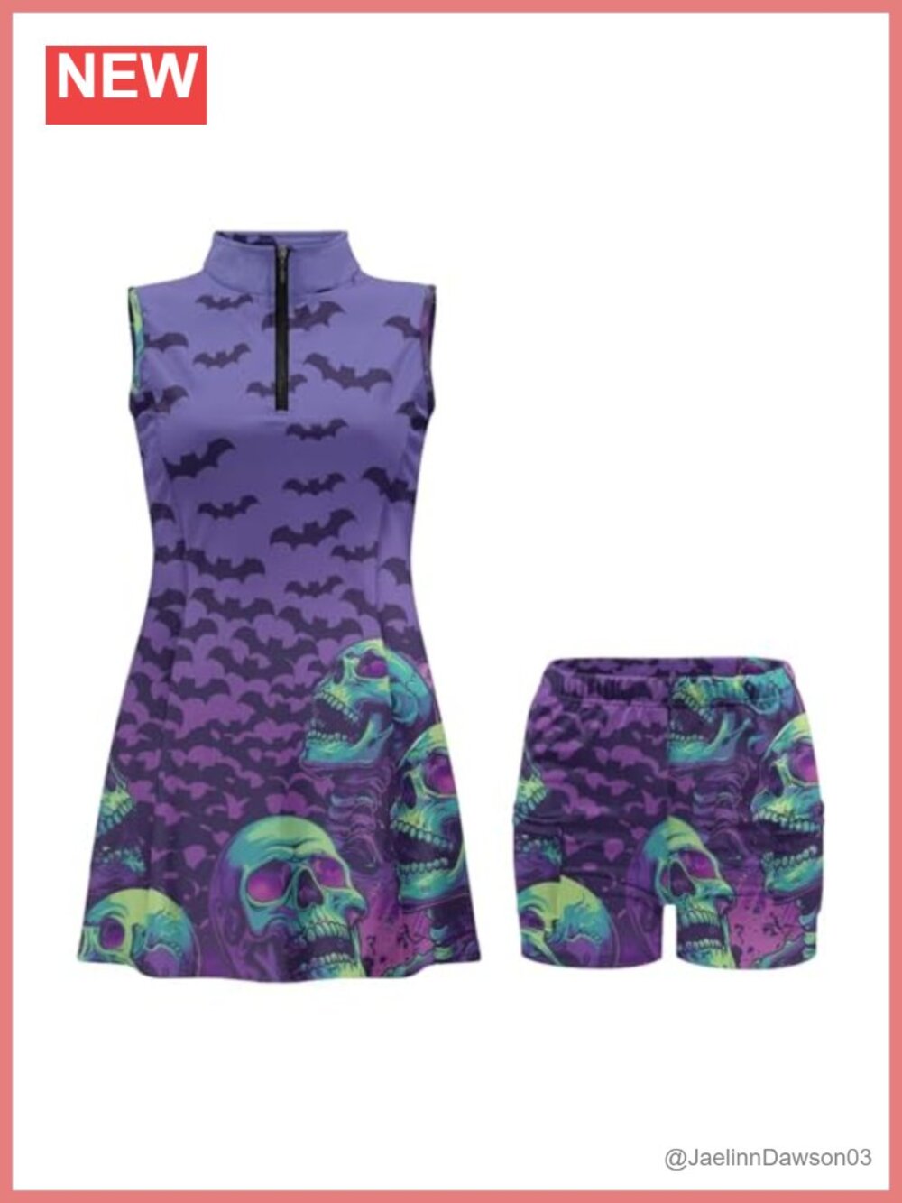 Sleeveless Athletic Tennis Golf Dress with Shorts Pockets Zip Up